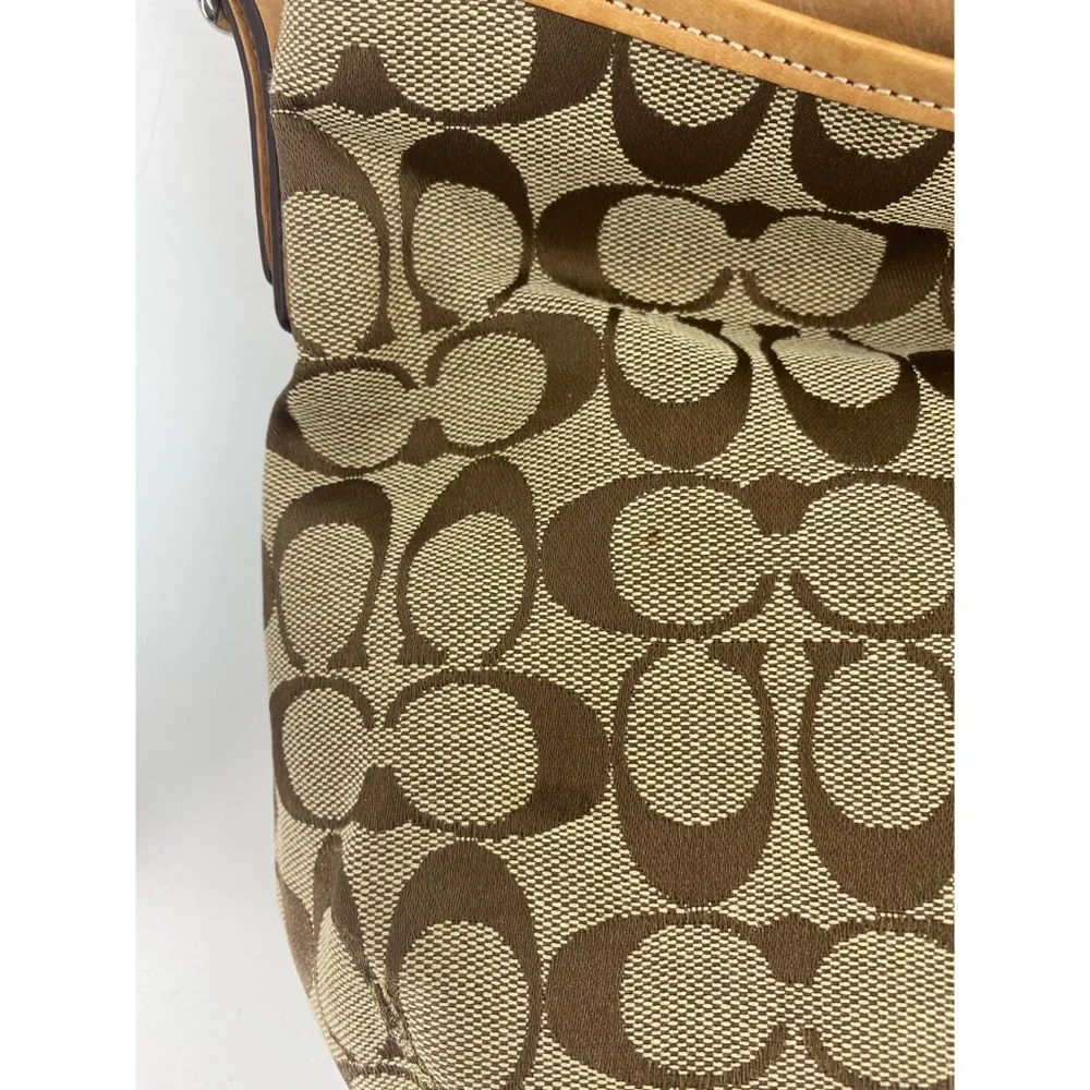 Coach Hampton Signature Tan Khaki 6091 Shoulder Handbag Purse - Picture 9 of 11